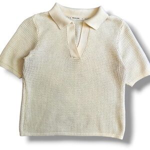 Marine Layer Cream Women's Polo Top